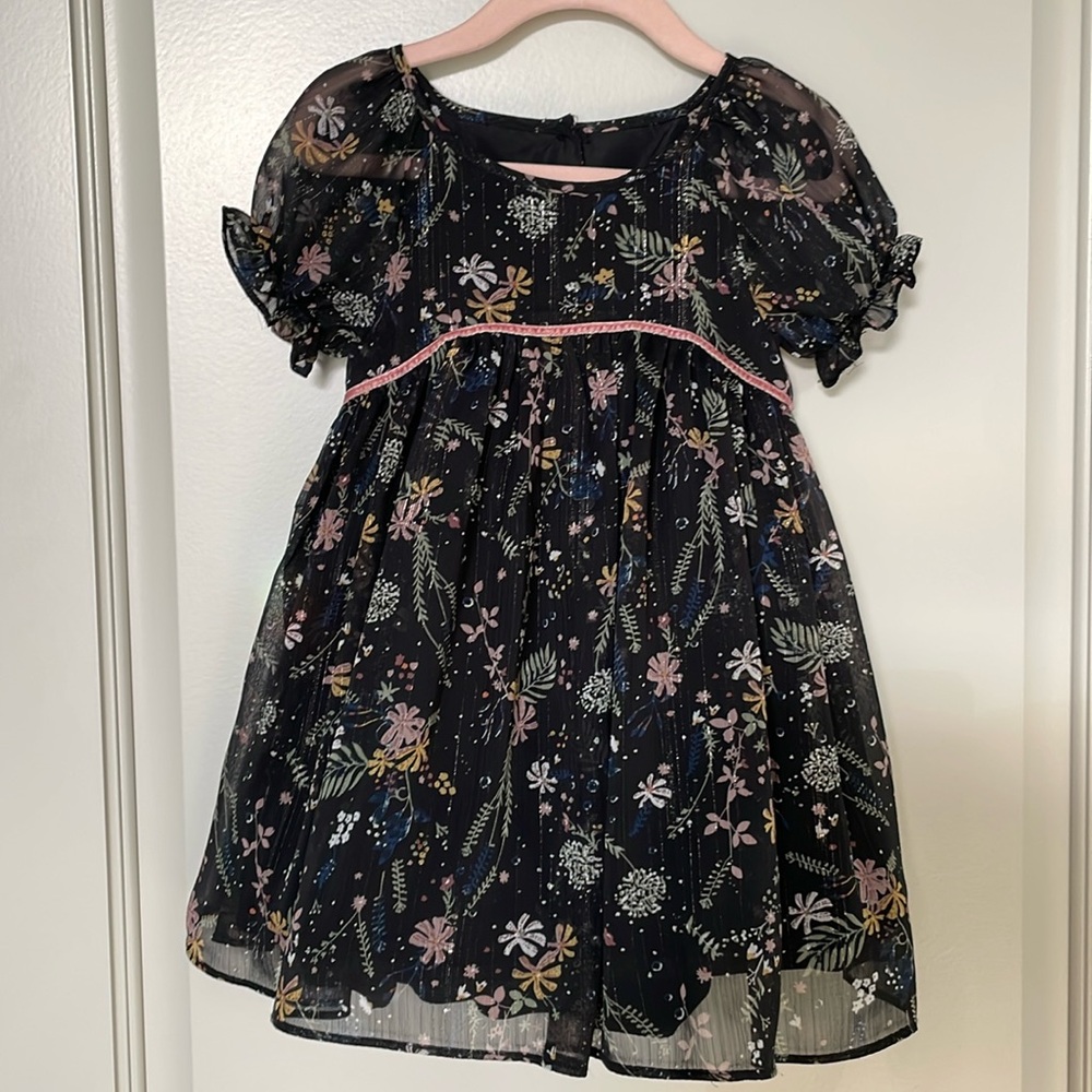 Black floral Chiffon fully lined dress